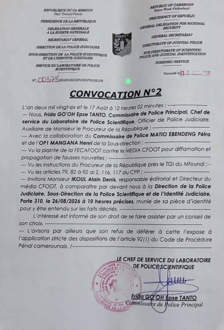 Alain Denis Ikoul convoqué par la Police judiciaire après une plainte de la FECAFOOT 2 775319816 10233807726315144 6757143530788729500 n
